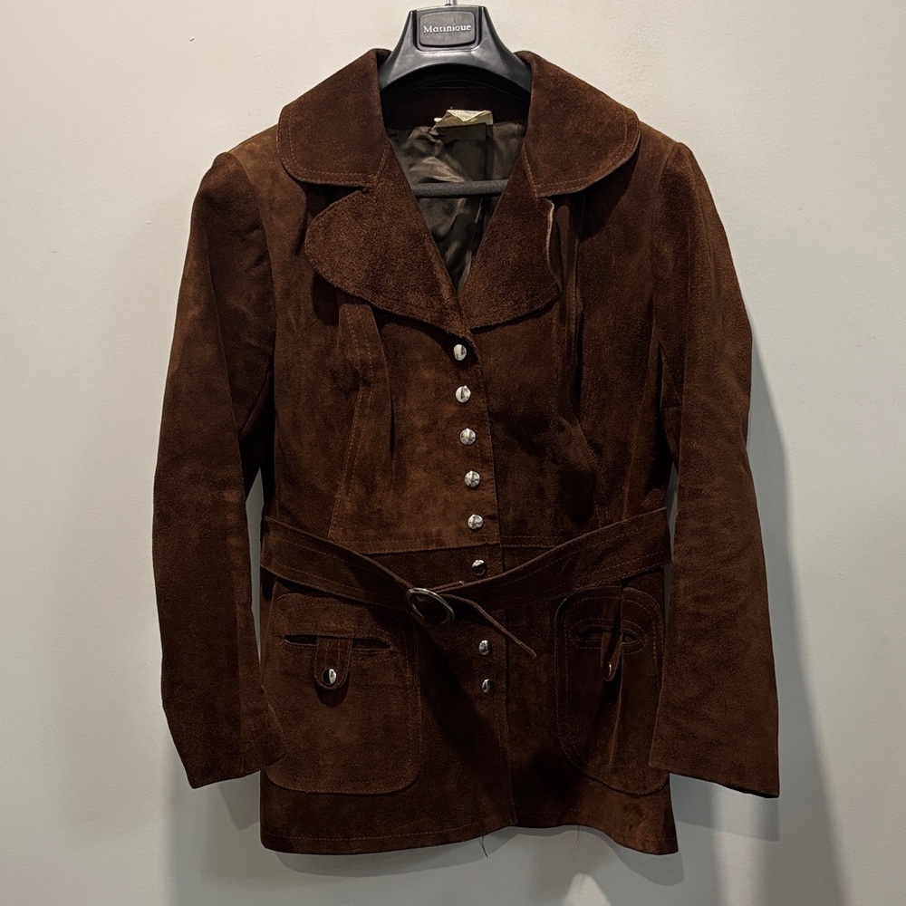 Vintage Brown Suede Jacket Snap Front Retro Western Coat Women’s Medium - Picture 4 of 16